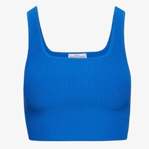 Aritzia Sculpt Knit Squareneck Cropped Tank Sapphire Blue Small